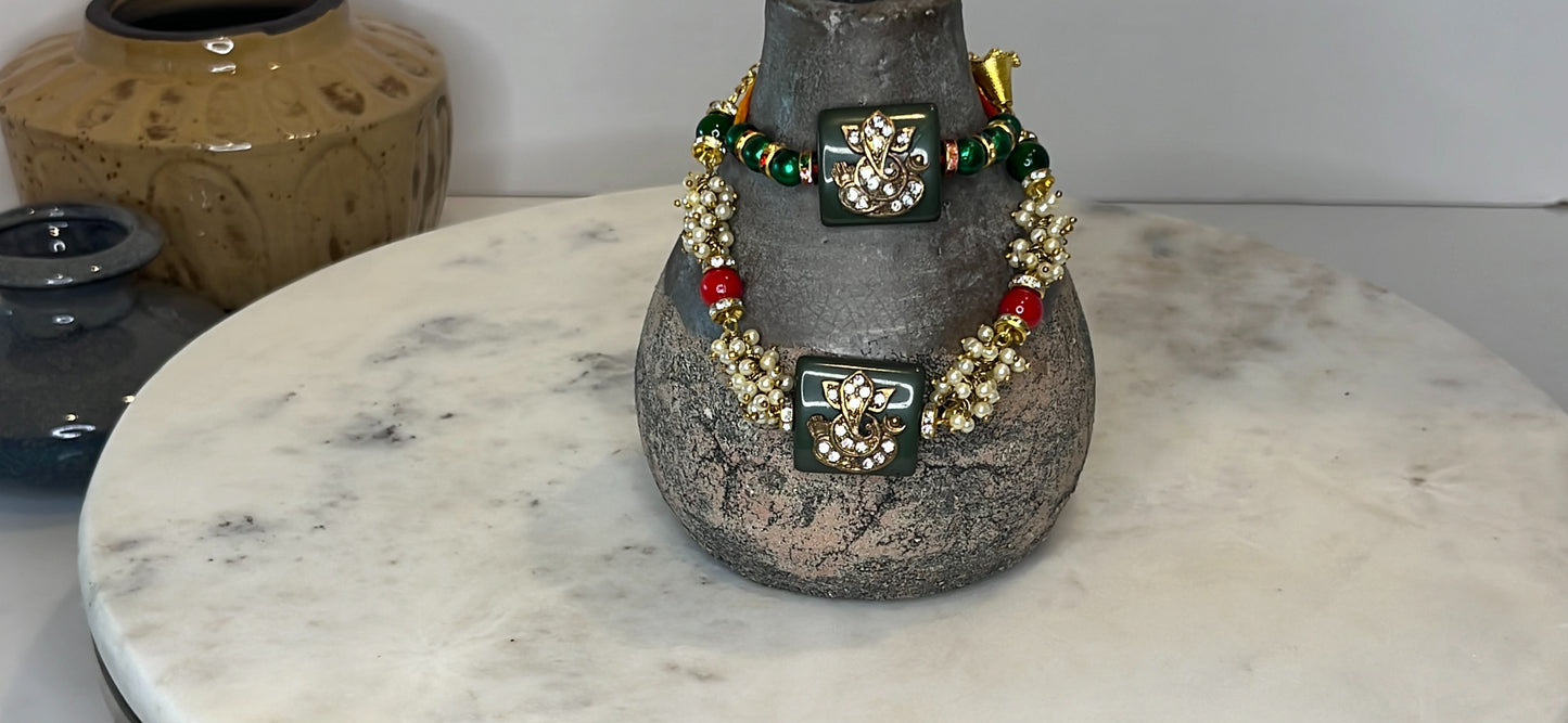 Green Kundan Rakhi RK07