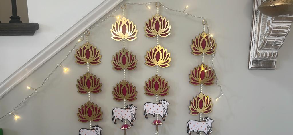 Pichwai Cow and Lotus wall hanging small