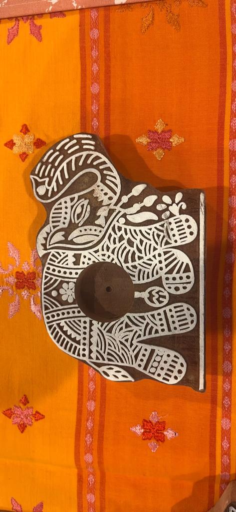 Handcrafted Wooden Elephant Tealight Holder