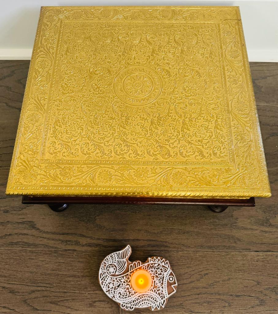 Square wooden Chowki Stool