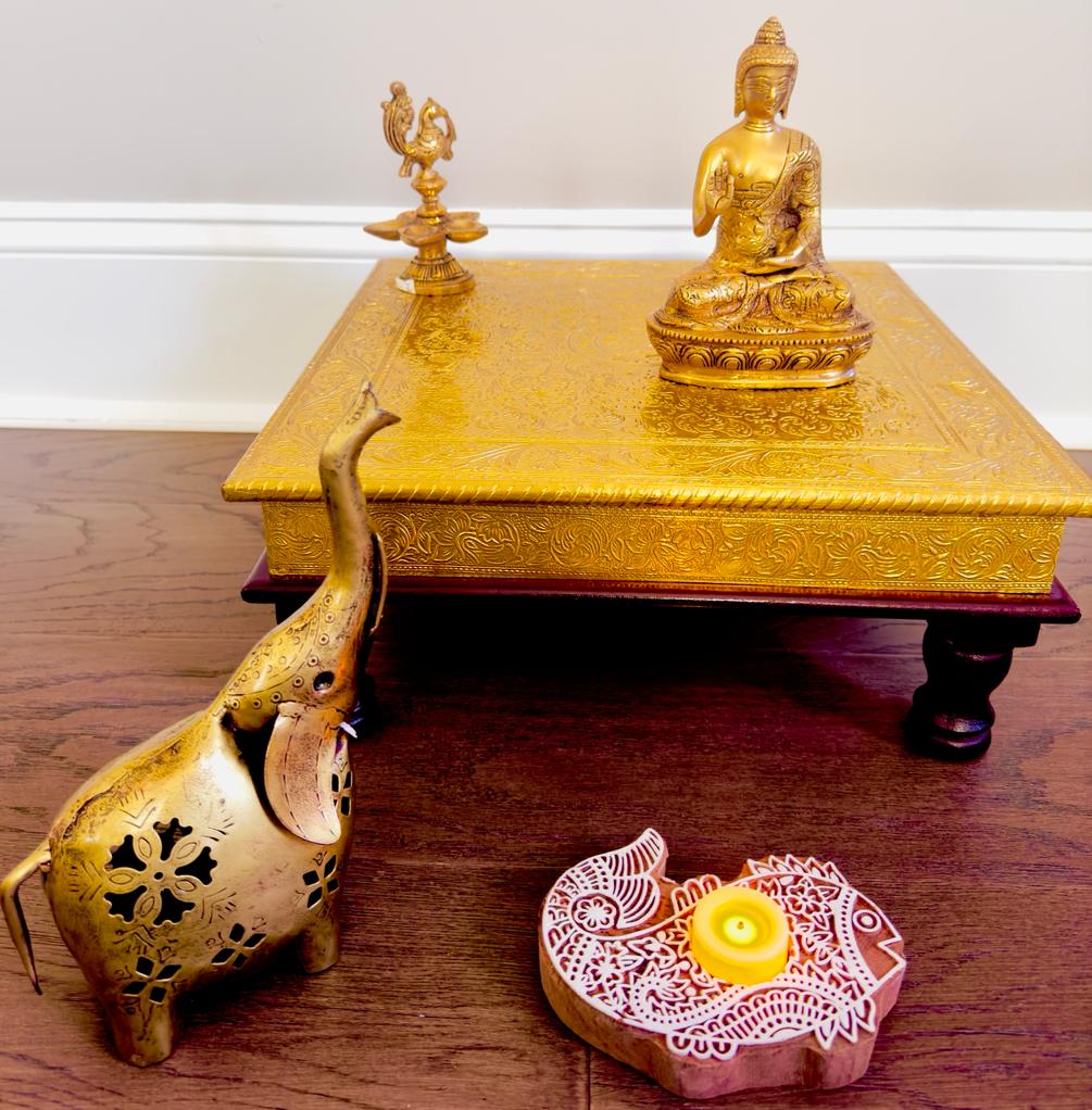 Square wooden Chowki Stool