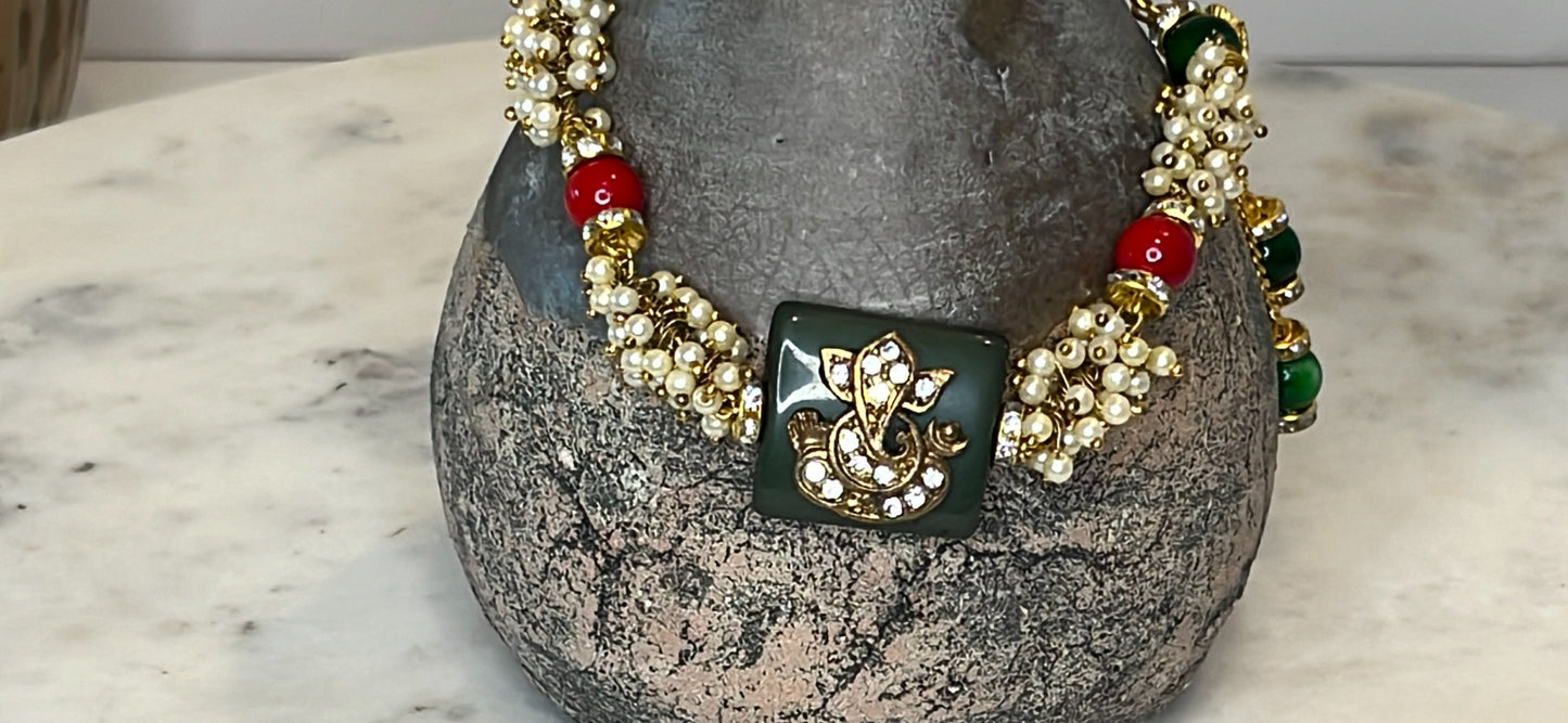 Green Kundan Rakhi RK07