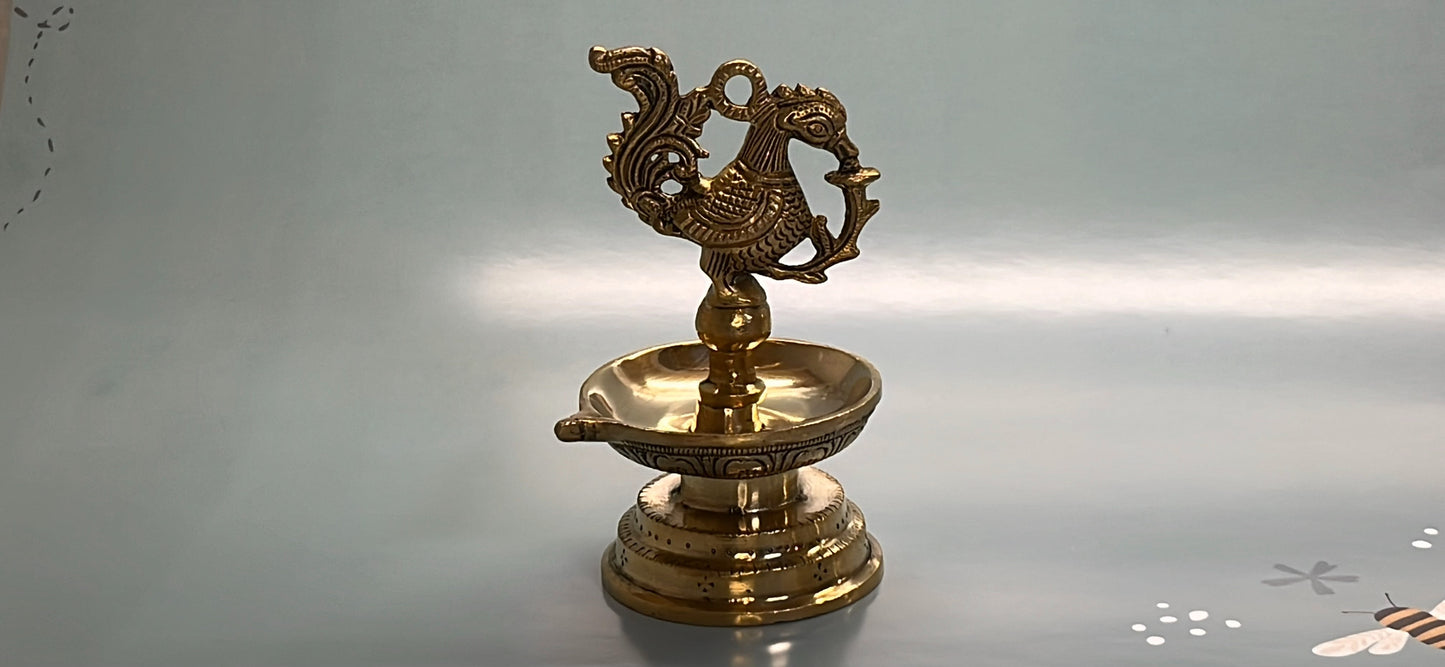 Brass Carved Bird Diya