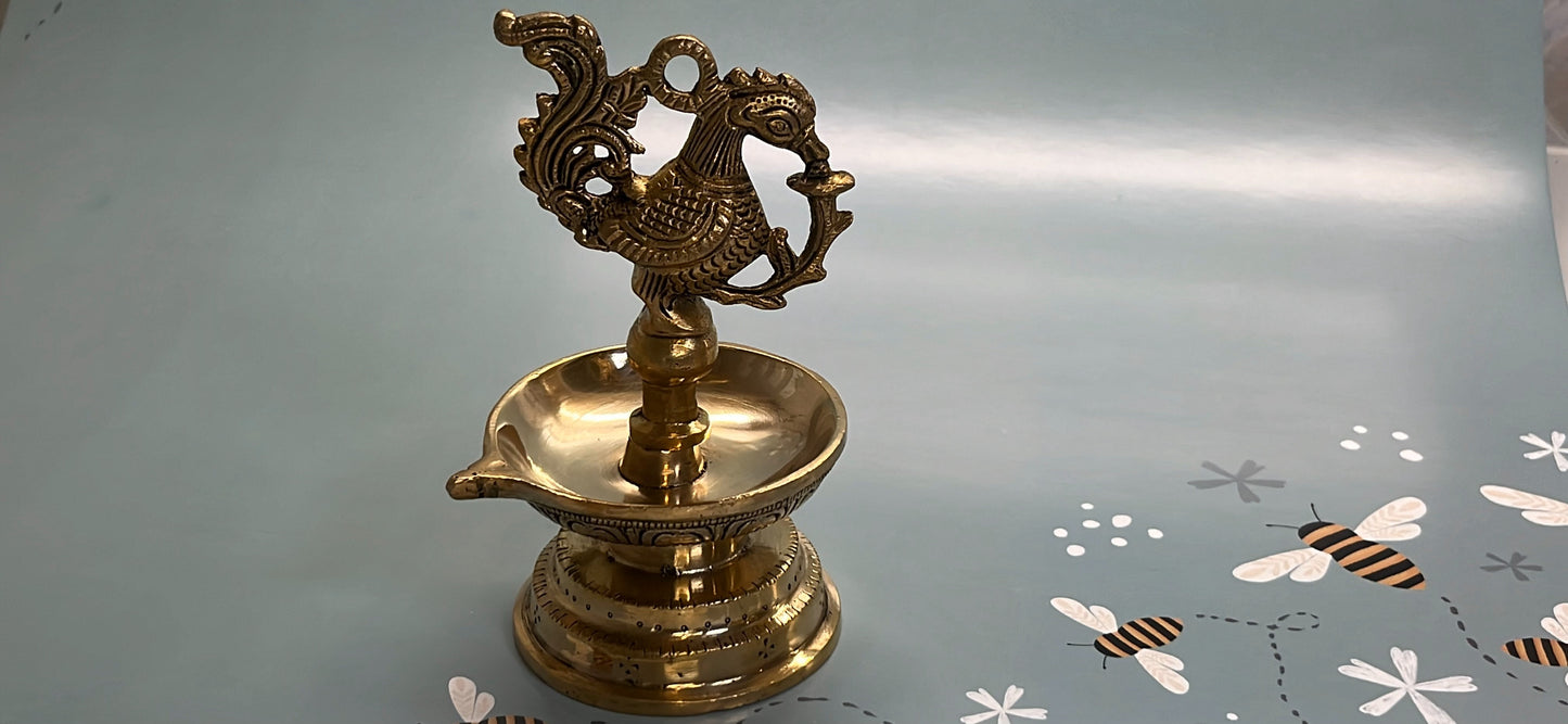 Brass Carved Bird Diya