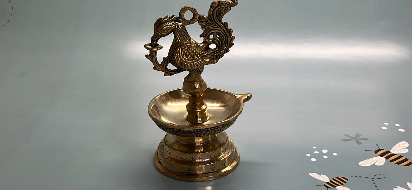 Brass Carved Bird Diya