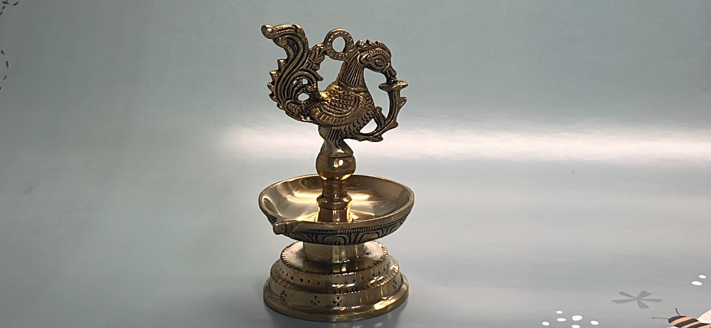 Brass Carved Bird Diya