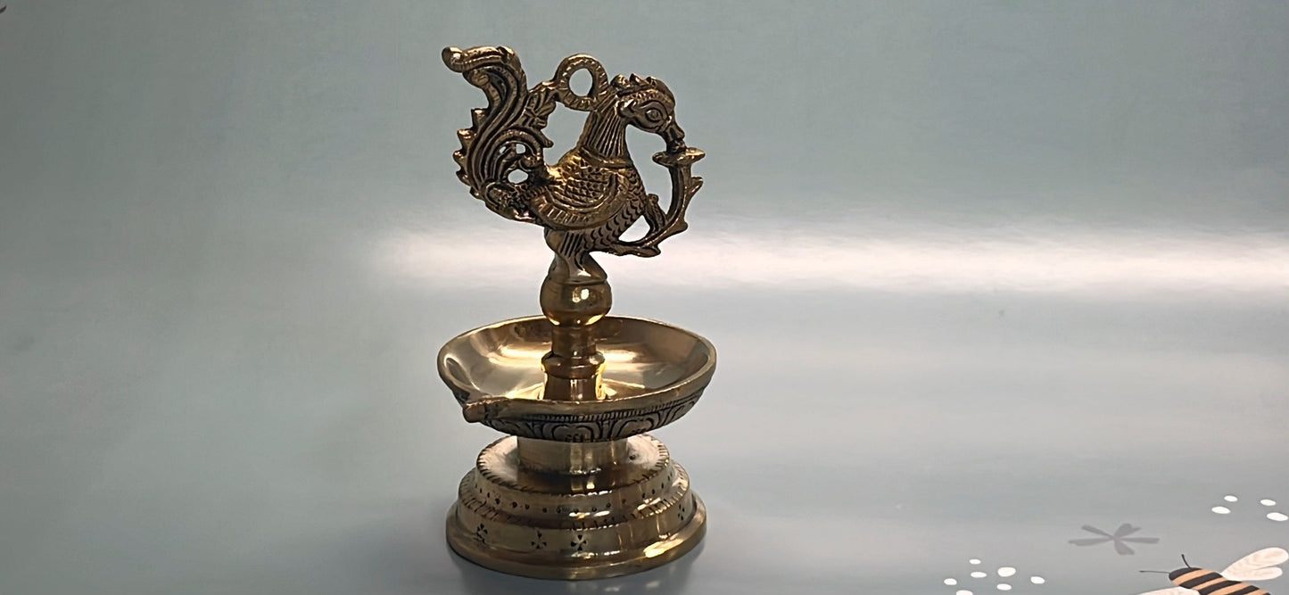 Brass Carved Bird Diya