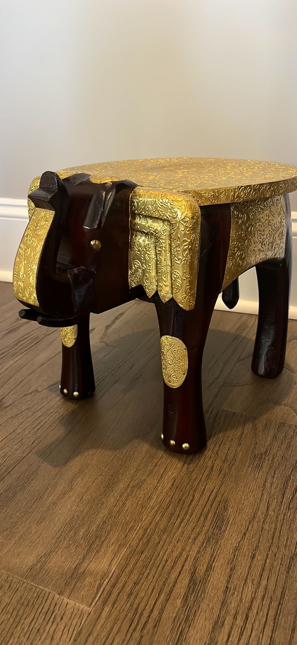 Elephant Wood and metal Chowki