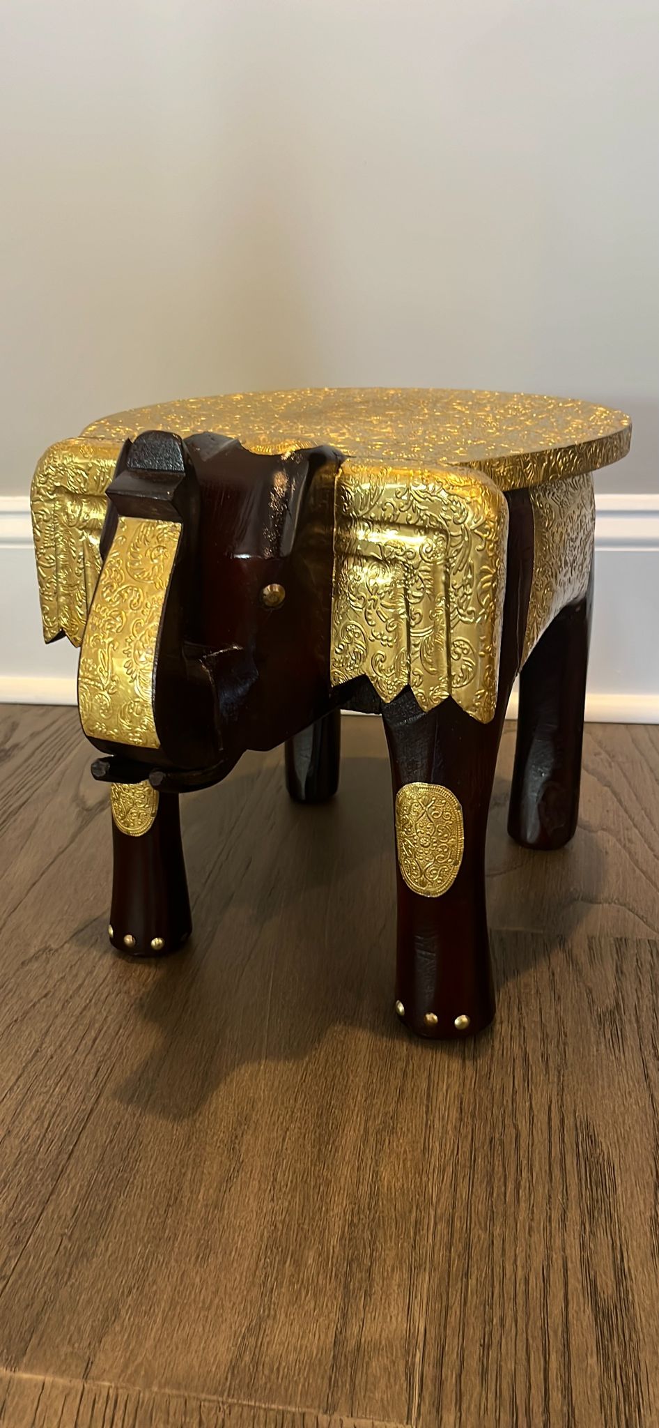 Elephant Wood and metal Chowki