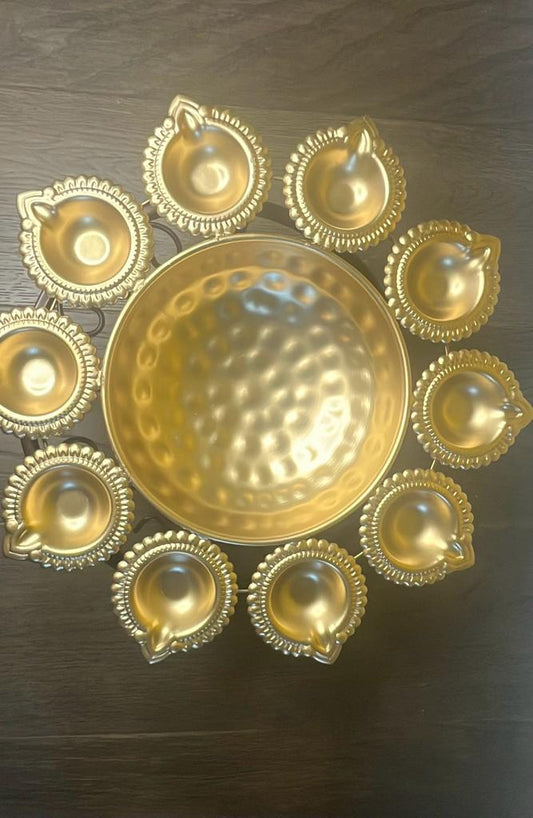 Festive Urli with 10 diyas