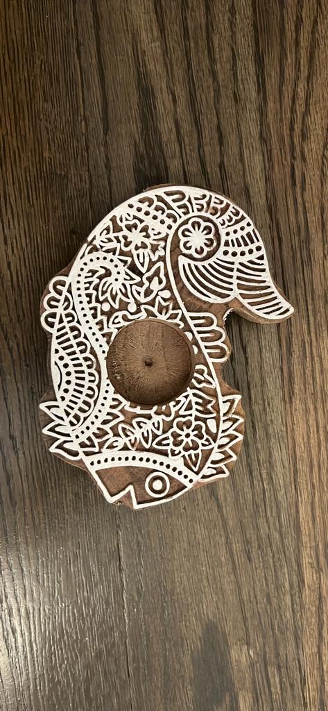 Wooden fish tealight holder